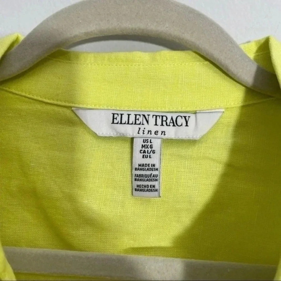 Ellen Tracy linen blend split V inverted pleat shirt Large - Picture 9 of 9